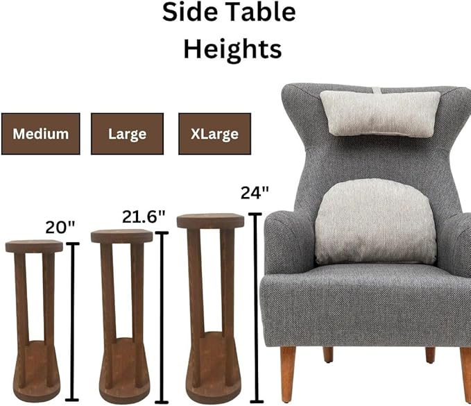Oval Solid Wood Narrow Side Table, Slim Small Pedestal Coffee Table - Image 3
