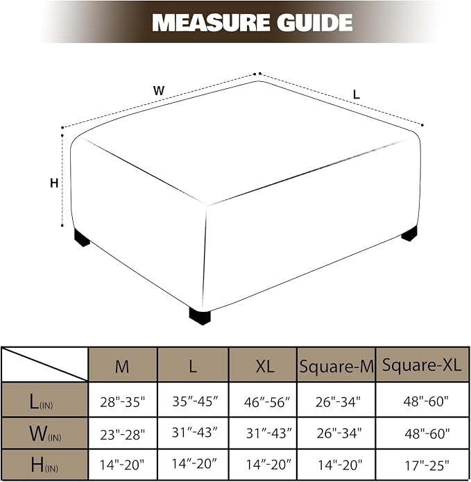 NeColorLife Square Ottoman Cover Jacquard Fabric Thick Stretchable Slipcover - Image 4