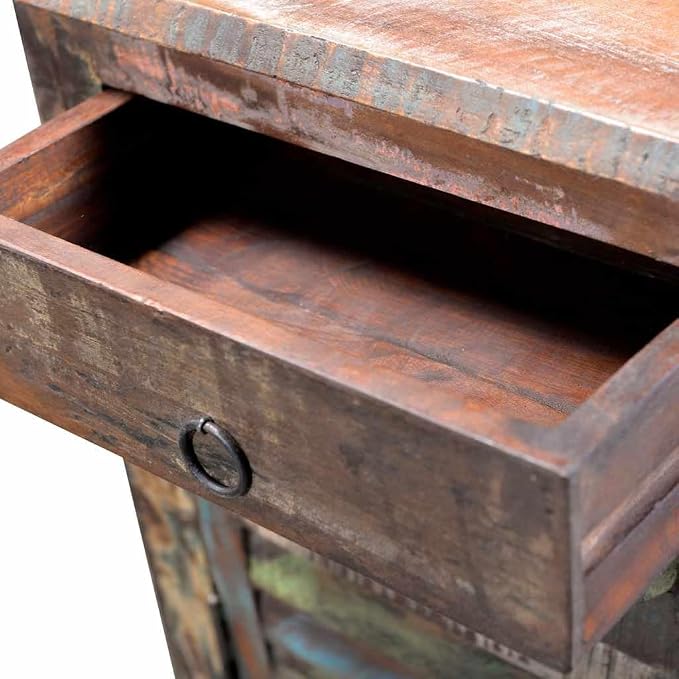 vidaXL End Table w/ 1 Drawer 1 Door Reclaimed Wood Side Storage Cabinet Stand - Image 7