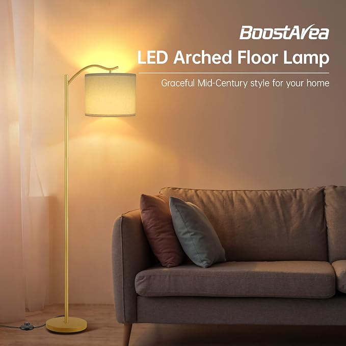 BoostArea Floor Lamp for Living Room, LED Arched Standing Lamp, Tall Modern - Image 2