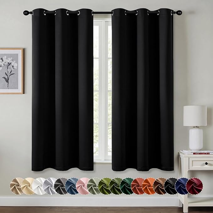 MIULEE Black Blackout Curtains for Bedroom Living Room 68 Inches Long 2 Panels by MIULEE