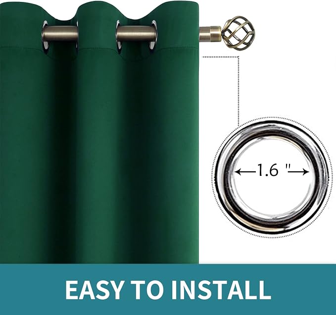BGment Green Blackout Curtains 63 Inch Length 2 Panels Set, Grommet Thermal - Image 5