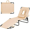 Folding Beach Lounge Chair w/ 5 Adjutable Backrest & Padded Pillow, Sunbathing by Unknown