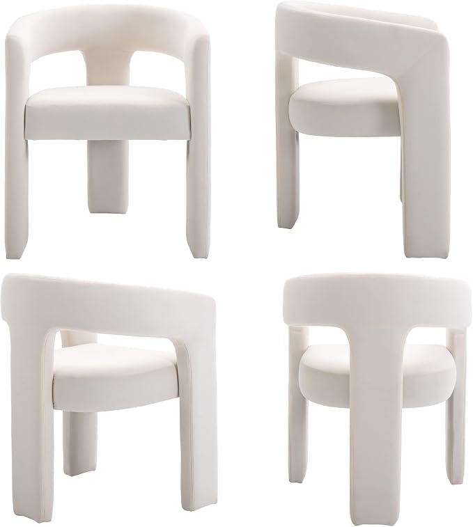 BESTANO Set of 6 Modern Velvet Fabric Upholstered Dining Chairs - Image 7