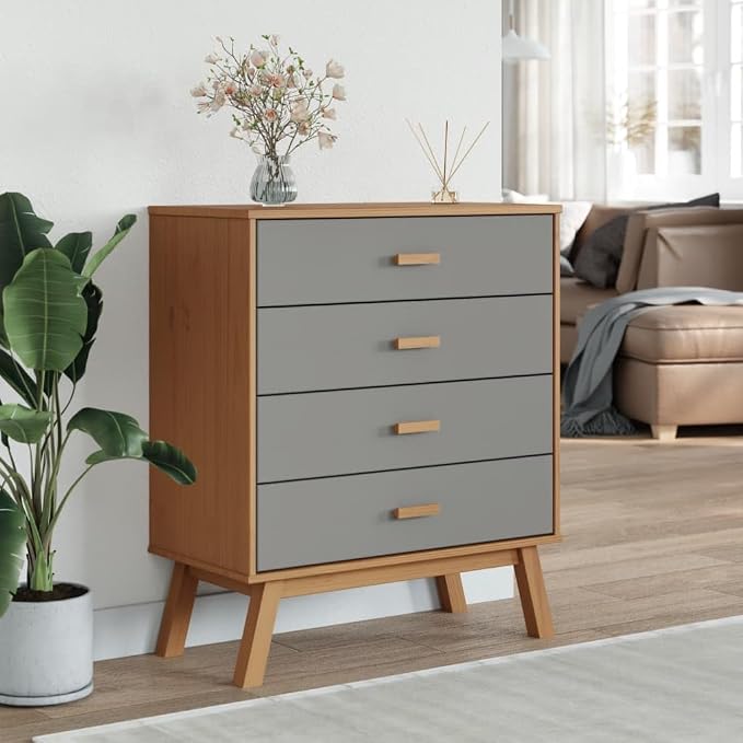 Scandinavian Style Solid Pine Wood Drawer Cabinet - Image 3