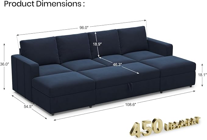 Belffin Modular Sectional Sleeper Sofa Bed - Image 2