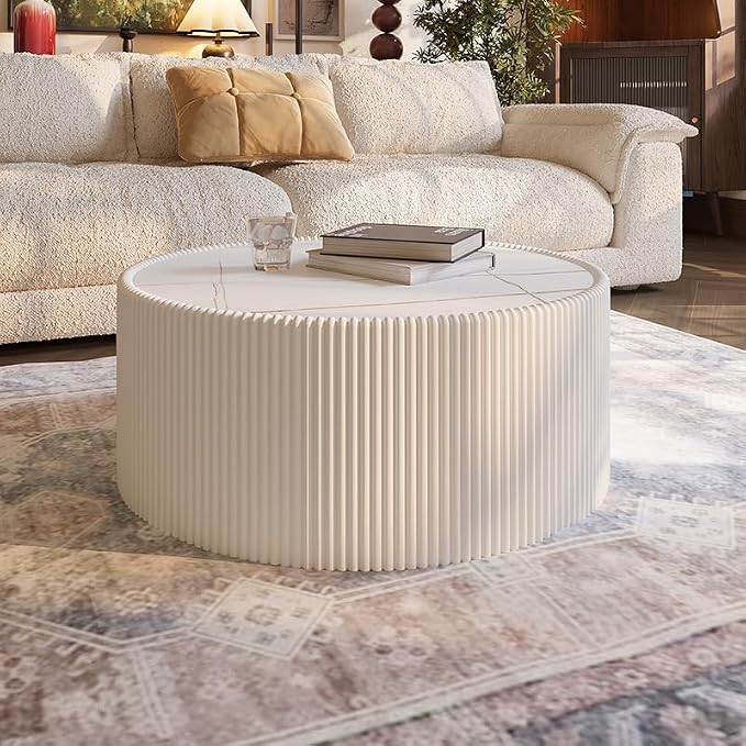 2-Piece Round Nesting Coffee Table Set, 29.52" Marble Coffee Table and End - Image 5