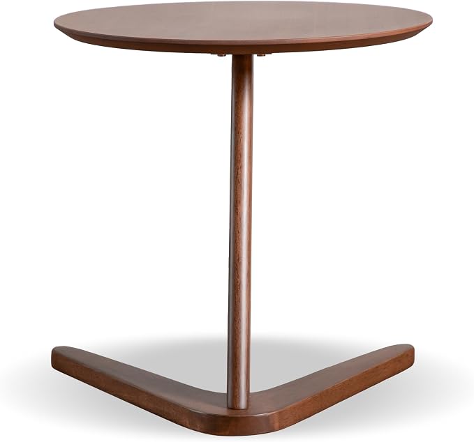 Furniture of America Lucian Mid-Century Modern Solid Wood Brown Round Side Table - Image 8