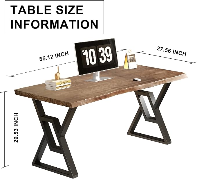 55inch Rustic Brown Solid Wood Computer Desk - Image 2