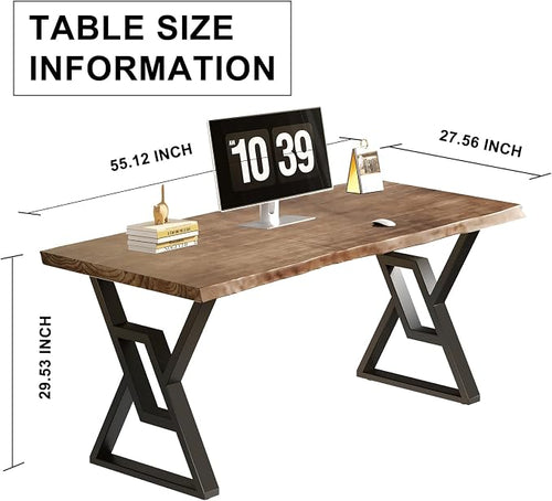 55inch Rustic Brown Solid Wood Computer Desk - Image 2