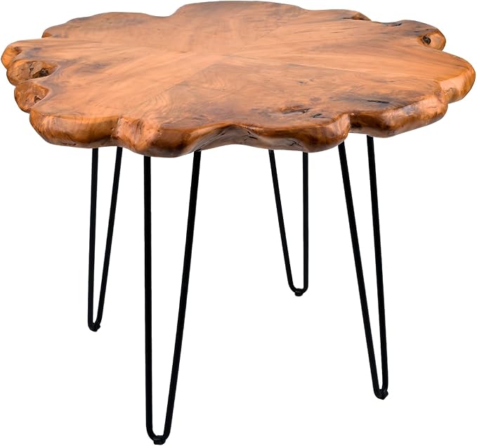 27.5 Inch Live Edge Side Table, Wood Small End Table - Image 7