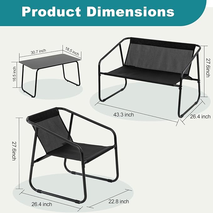 DUMOS 4 Piece Patio Furniture Set，Outdoor Patio Furniture Set - Image 6