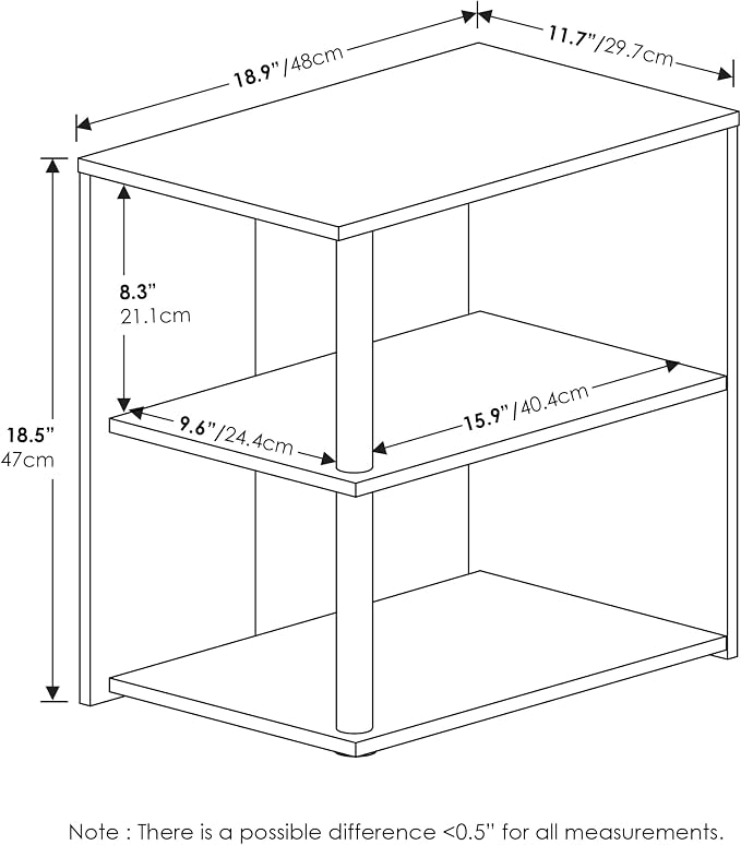 Furinno CAMNUS Side Table, 2-Tier Modern Metal Frame End Table - Image 3