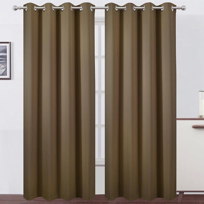 LEMOMO Blackout Curtains 66 x 95 inch/Brown Curtains Set of 2 Panels/Thermal by Lemomo