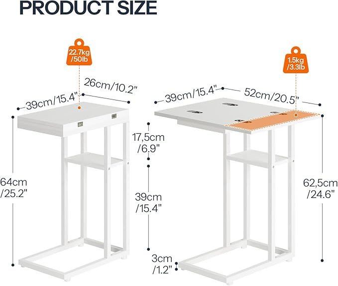 HOOBRO Foldable End Table, C Shaped Side Table - Image 3