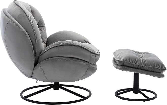 TRIPLE TREE Modern Swivel Accent Chair, Mid-Century Lounge Chair and Ottoman Set - Image 7