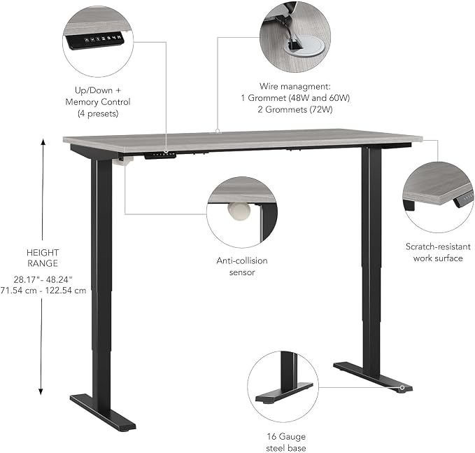 Bush Business Furniture 48-inch Electric Height Adjustable Standing Desk - Image 3