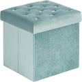 B FSOBEIIALEO Storage Ottoman Cube Velvet Tufted Folding Ottomans Footstool by BFSOBEIIALEO