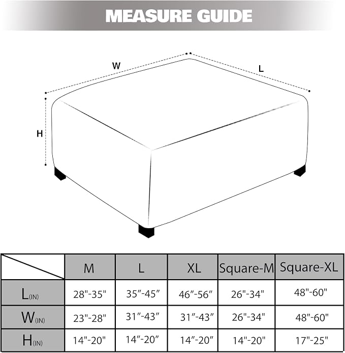NeColorLife Square Ottoman Cover Jacquard Fabric Thick Stretchable Slipcover - Image 4