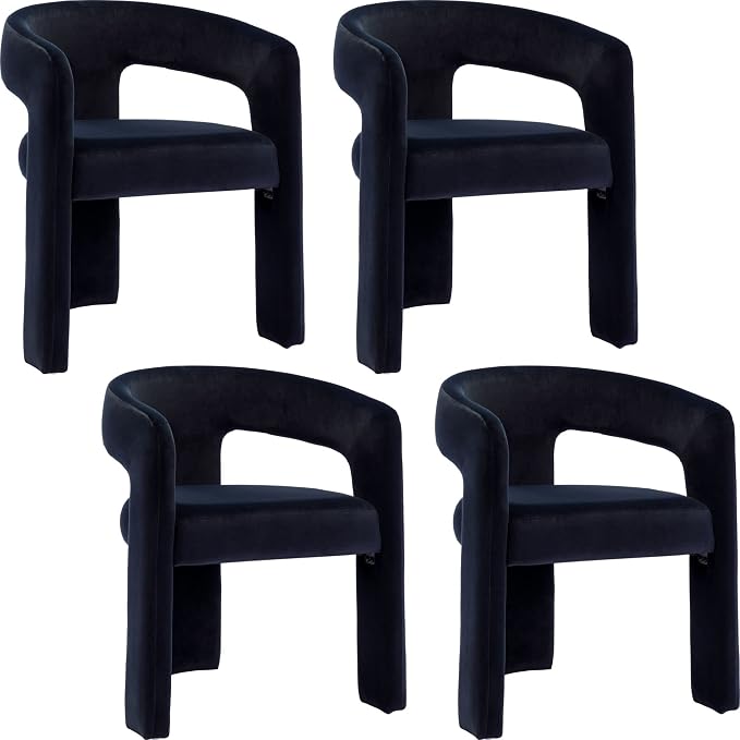 BESTANO Set of 4 Modern Velvet Fabric Upholstered Dining Chairs by BESTANO