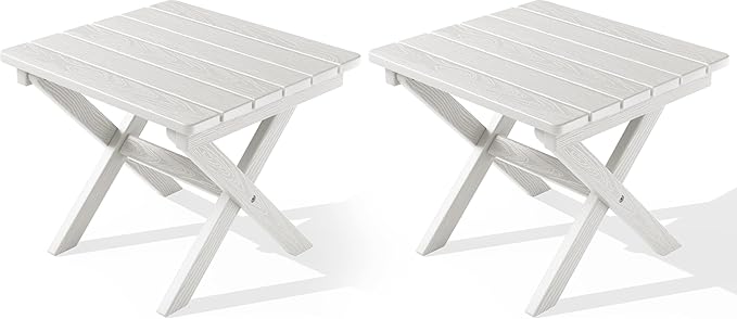 SERWALL Folding Outdoor Side Table Set of 2, Portable Adirondack Side Table by SERWALL