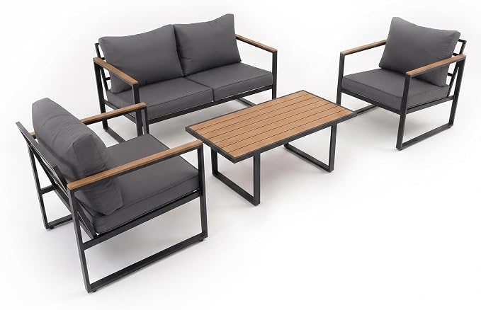Modern Patio Furniture Set, 4 Pieces Outdoor Conversation Set - Image 9
