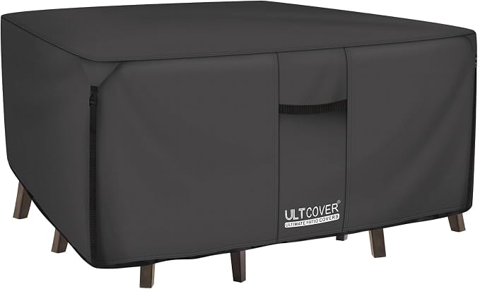 ULTCOVER 600D Tough Canvas Heavy Duty Square Patio Table and Chair Cover by ULTCOVER