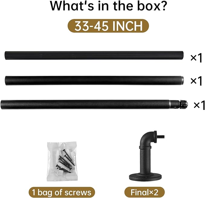 2 Pack Industrial Curtain Rods for Windows 28 to 48 Inches, for Indoor and - Image 5