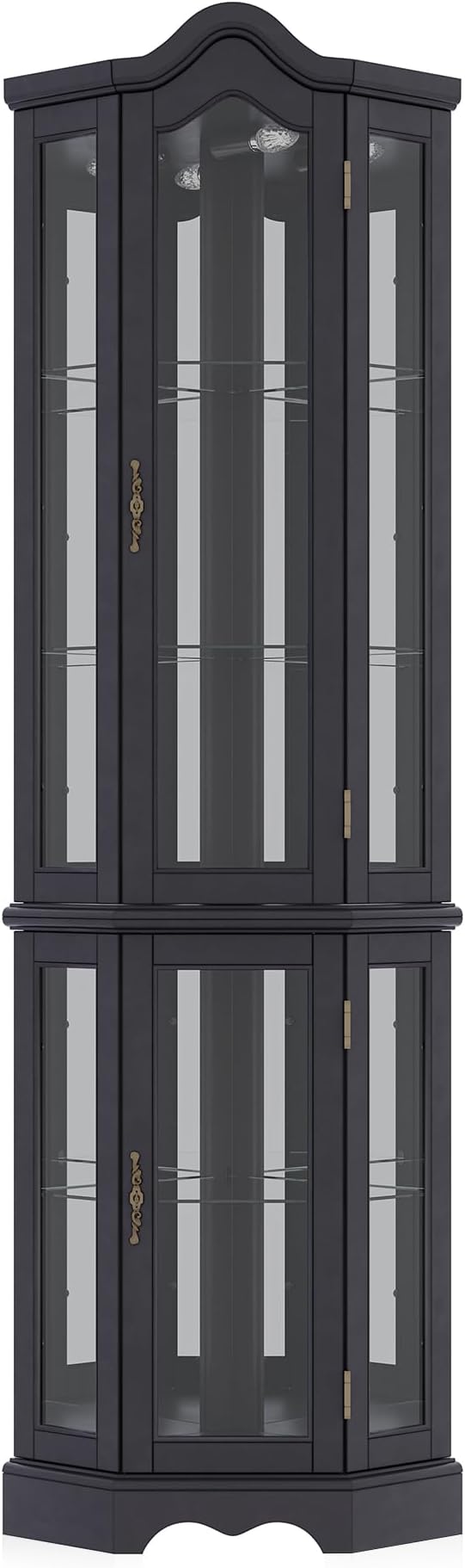 BELLEZE Lighted 3-Side Glass Display Curio Cabinet w/Tempered Glass Doors and - Image 6