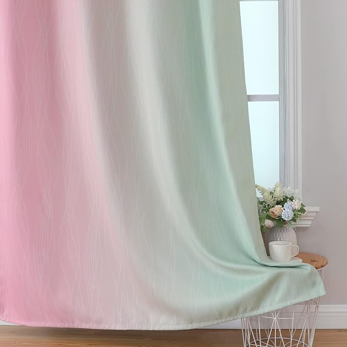 Estelar Textiler Sage and Pink Blackout Curtains 45 Inch Length, Light Blocking - Image 6
