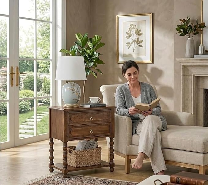 HULALA HOME Farmhouse Storage End Table Set of 2 - Image 7