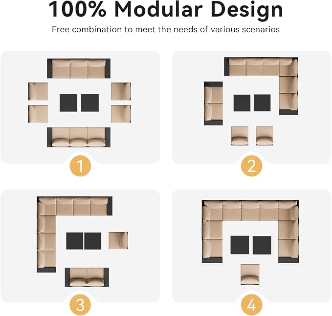 Aoxun Patio Furniture Set, Widen Armrests Wicker Outdoor Sectional - Image 9