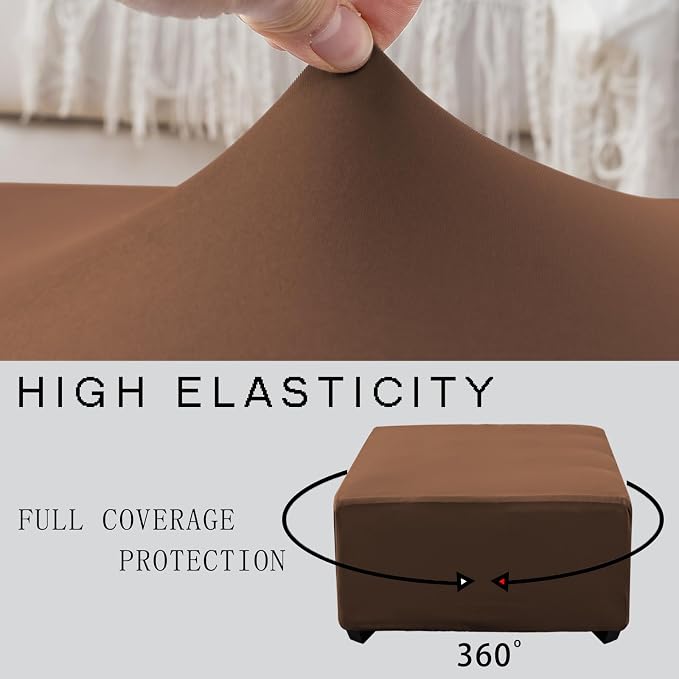 Super Stretch 40x40x15 inch Square Ottoman Cover- Soft Form Fit Ottoman Cover - Image 5