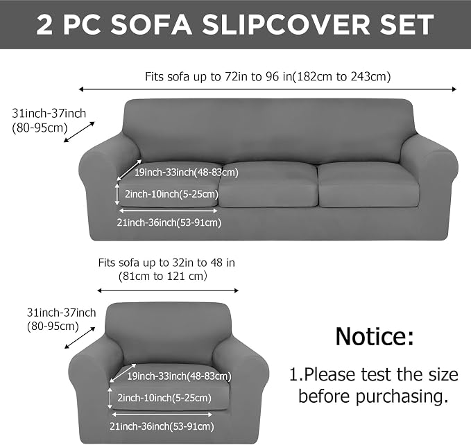 HunnmingRe Sofa Covers for 3 Cushion Couch Stretch Sofa and Loveseat Covers Set - Image 2
