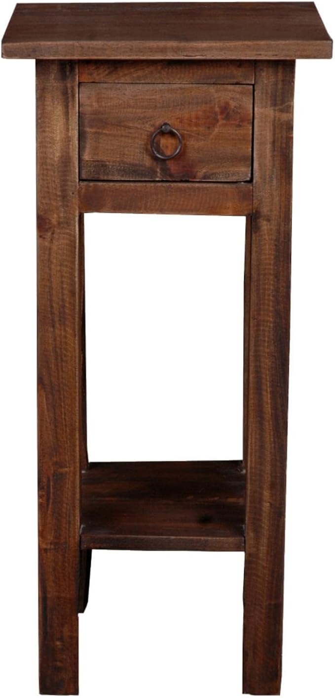 Pemberly Row Cottage Narrow Wood Side Table, Raftwood Brown and Antique Iron - Image 3