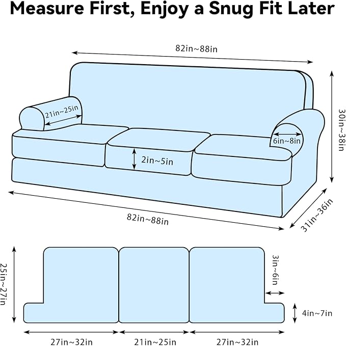 Waterproof Couch Cover 4-Piece Set Striped Sofa Slipcovers - Image 6