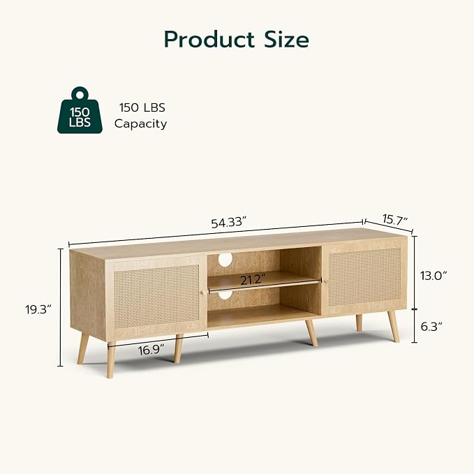 ZttRiee TV Stand for TVs up to 65'', Entertainment Center - Image 2