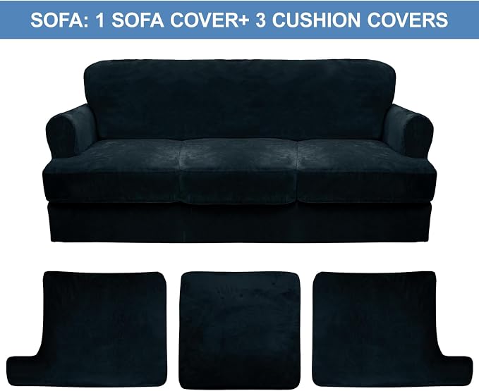 CUCRAF T Cushion Sofa Cover 4 Piece Slipcovers, Soft Thick Velvet Couch Cover - Image 5
