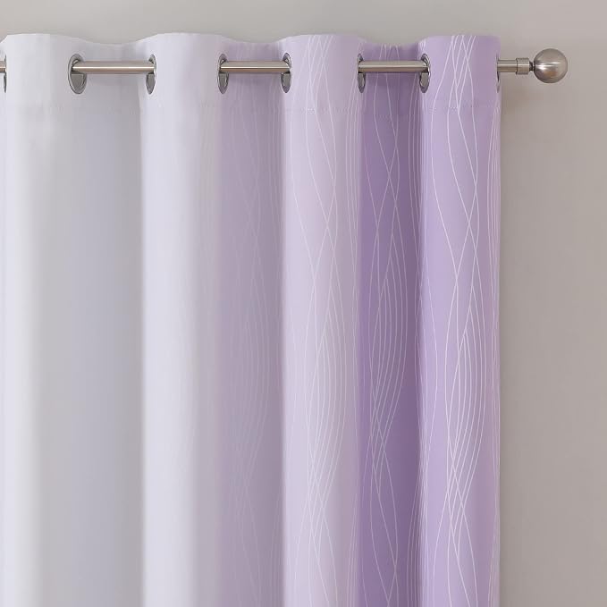 Estelar Textiler Lilac and Greyish White Blackout Curtains 63 Inch Length 2 - Image 4