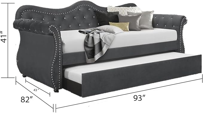 Modern Luxury Upholstery Crystal Tufted Trundle - Image 3