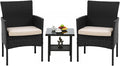 FDW 3 Pieces Patio Furniture Set Outdoor Wicker Bistro Sets Modern Rattan Chair by FDW