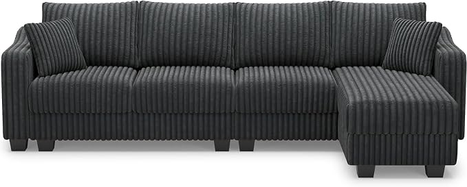 Belffin Sectional Couch with L-Shape Chaise L Shaped Couch with Ottoman - Image 9