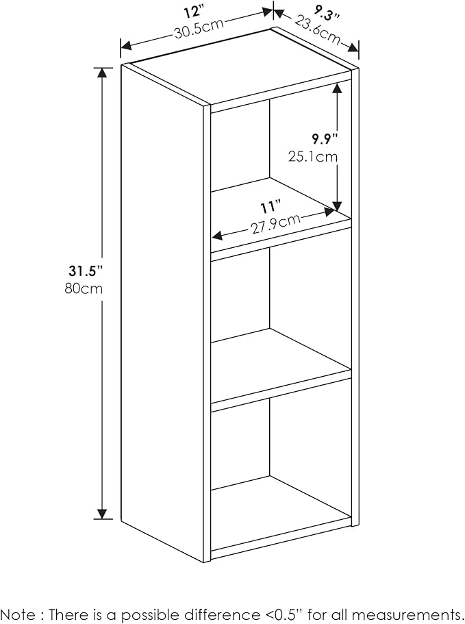 Furinno PASIR Book Shelf, 3-Tier Bookshelf, Easy Assembly Bookcase - Image 2