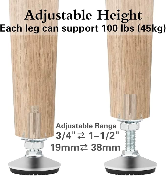 4 Set M10 Adjustable Leveling Feet, Heavy Duty Height Adjuster Furniture - Image 7