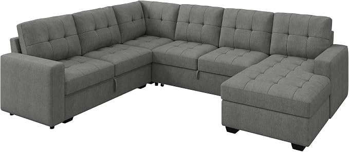 HONBAY Sleeper Sofa Bed with Storage Chaise, Sectional Couch with Pull Out Bed - Image 8