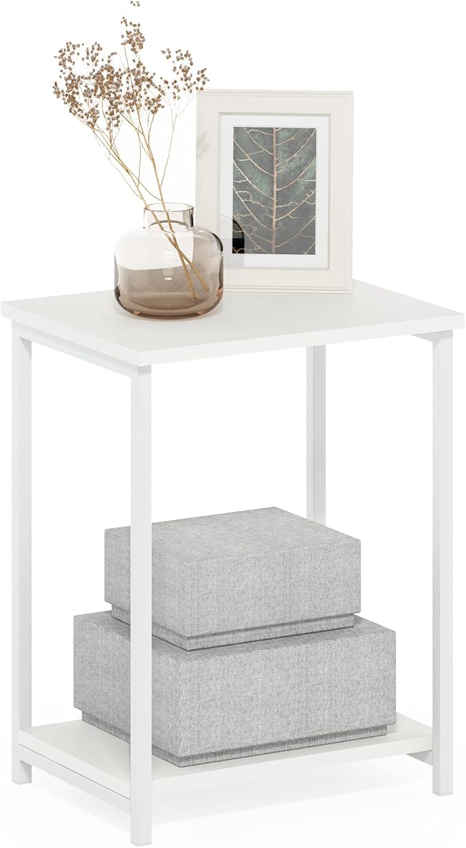 Furinno Simplistic Side Table, 2-Tier Metal Frame Modern End Table by Furinno-FitsYourSpaceFitsYourBudget