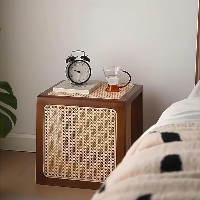 Japanese Style Wood Rattan Stool, Small Space Shoe Bench, Night Stand - Image 8