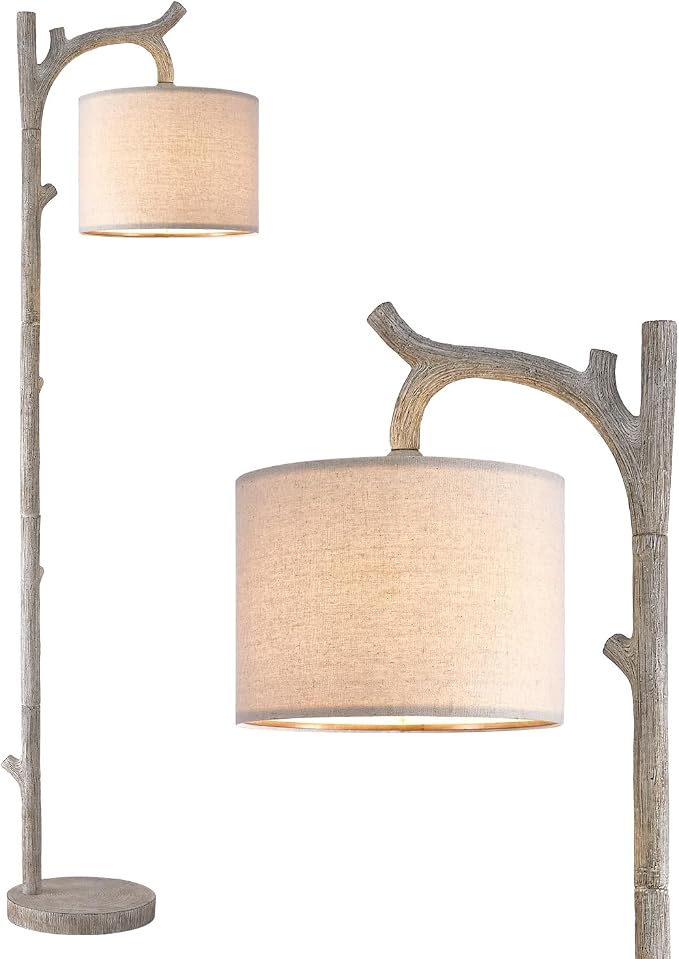 OYEARS Rustic Farmhouse Tree Trunk Floor Lamp Classic Country Wood Grain Resin - Image 9