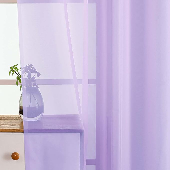 Small Sheer Curtains 2 Panels Set, Kitchen Curtains 36 Inch Length, Elegant - Image 4