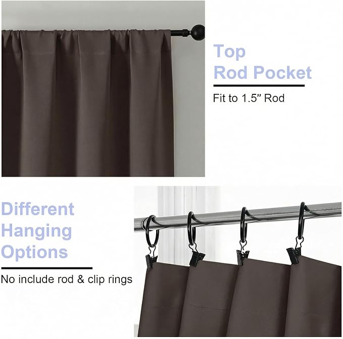 Simplebrand Ava Chocolate Short 36 Inches Blackout Curtain 2 Panels Set - Image 4